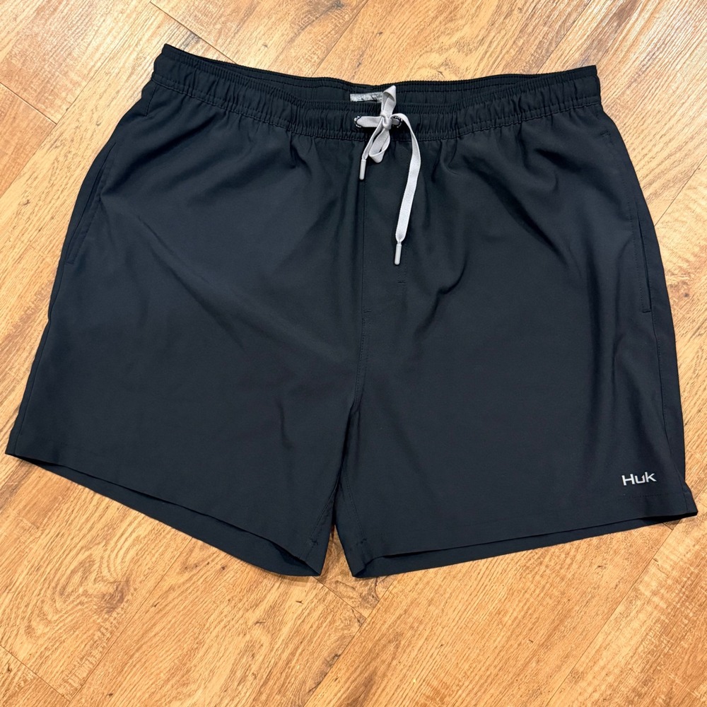 Huk Mens Performance Fishing Shorts Black XL Drawstring H2000184-001 Quick Dry